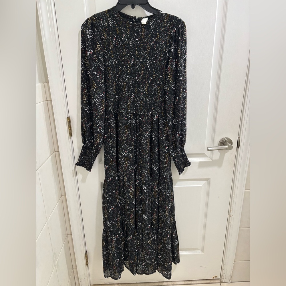 Chic Black Multicolor Women's Long Sleeve Dress
